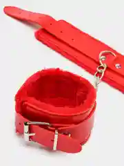 Красный мягкие наручники для БДСМ, на застежках