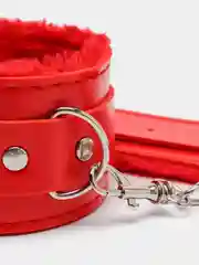 Красный мягкие наручники для БДСМ, на застежках