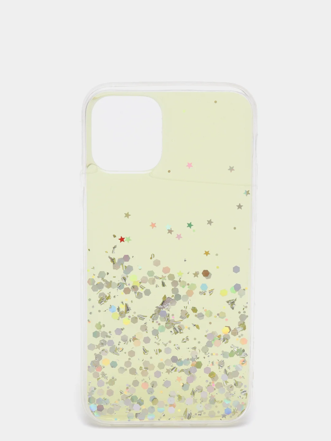Желтый чехол пластиковый iPhone 11 Pro, 11 Pro Max, с блестками