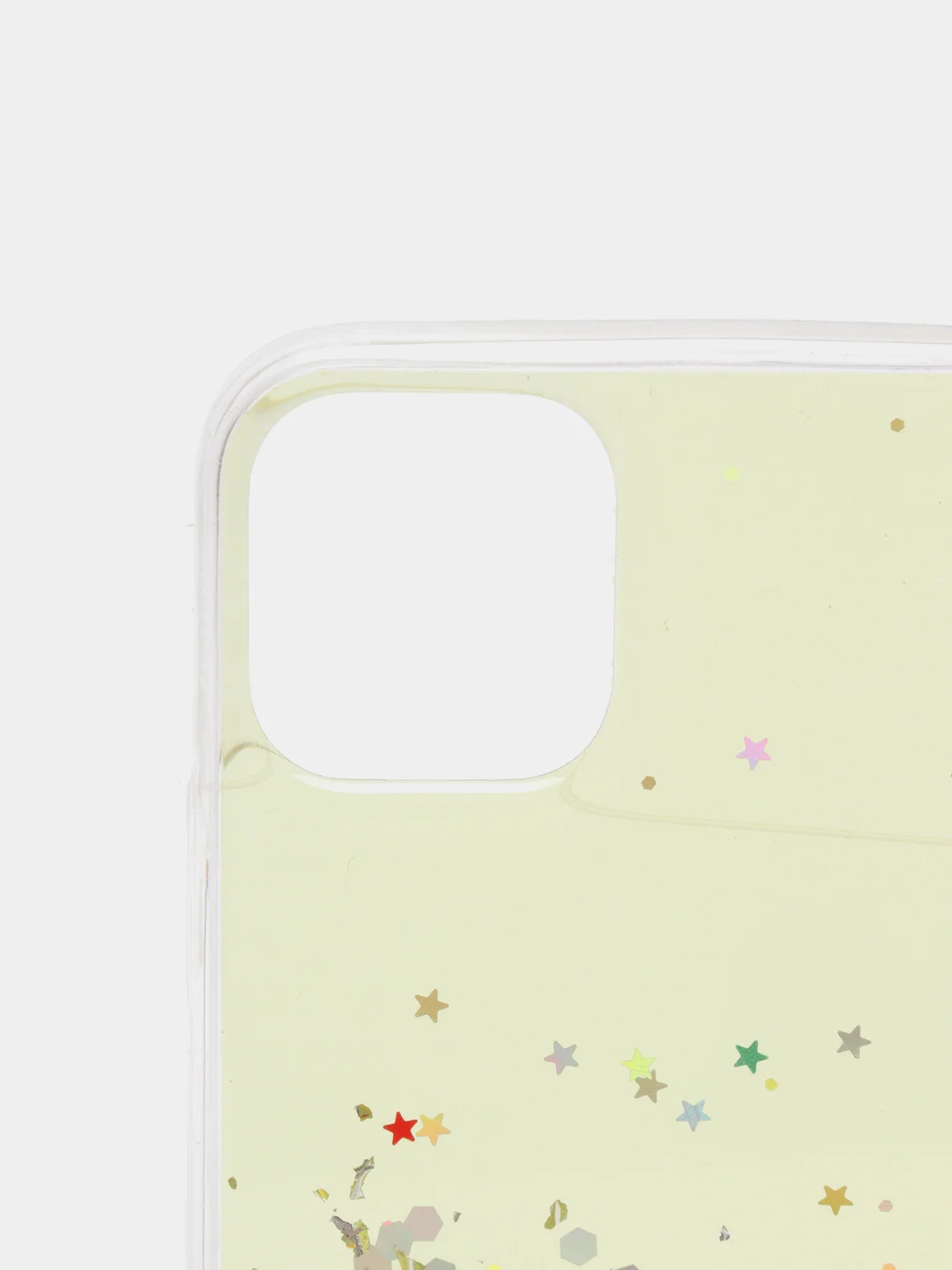 Желтый чехол пластиковый iPhone 11 Pro, 11 Pro Max, с блестками