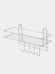 Полка настенная Lecco Plus, 33 х 12,5 х 21 см, 4 крючка, хром