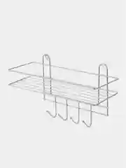 Полка настенная Lecco Plus, 33 х 12,5 х 21 см, 4 крючка, хром