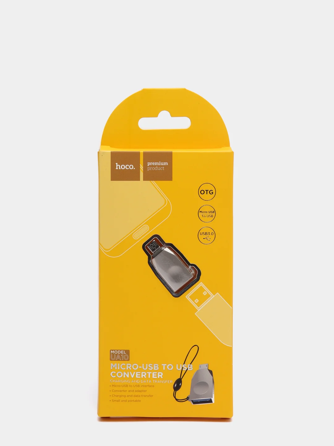 Серый металлик переходник MicroUSB - USB, OTG, UA10