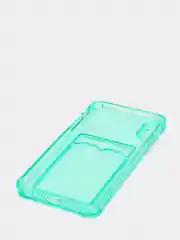 Бирюзовый чехол для iPhone 7/8 Plus/XR/11/12/13/Pro/Pro Max, силиконовый, с карманом для карт