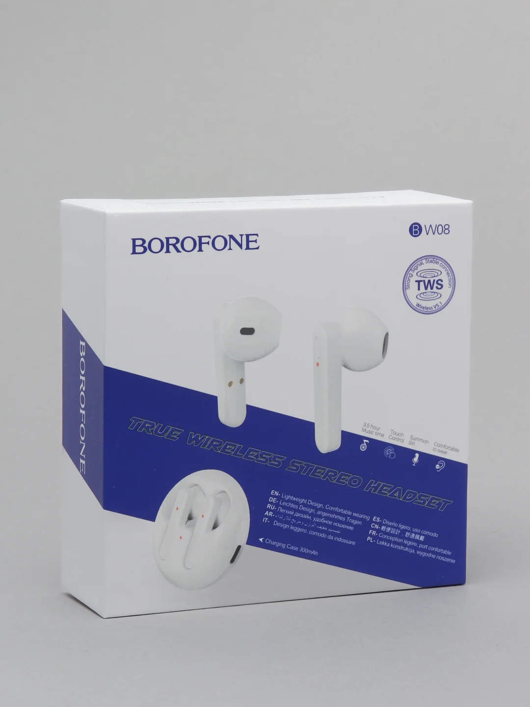 Белый беспроводные bluetooth-наушники вкладыши с микрофоном, BW08