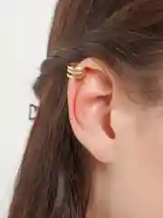 Золотой серьга-кафф без прокола, 1 штука.
