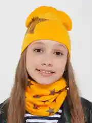 Желтый детская шапка со снудом, комплект для детей