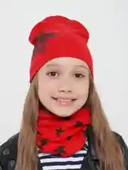 Красный детская шапка со снудом, комплект для детей