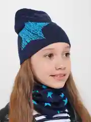 Индиго детская шапка со снудом, комплект для детей