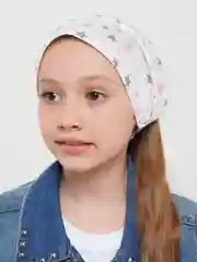 Косынка на резинке, хлопок, розовые и серые звезды