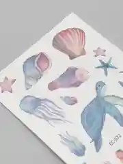 Морской татуировки детские  мультяшные, принцессы, русалки 12*7,5 см