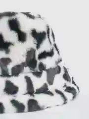 Белый панама меховая с принтом "Cow"