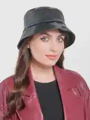Черный панама женская демисезонная, экокожа