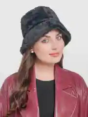 Небесно-голубой панама меховая