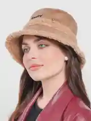 Бежевый меховая зимняя двухсторонняя шапка панама