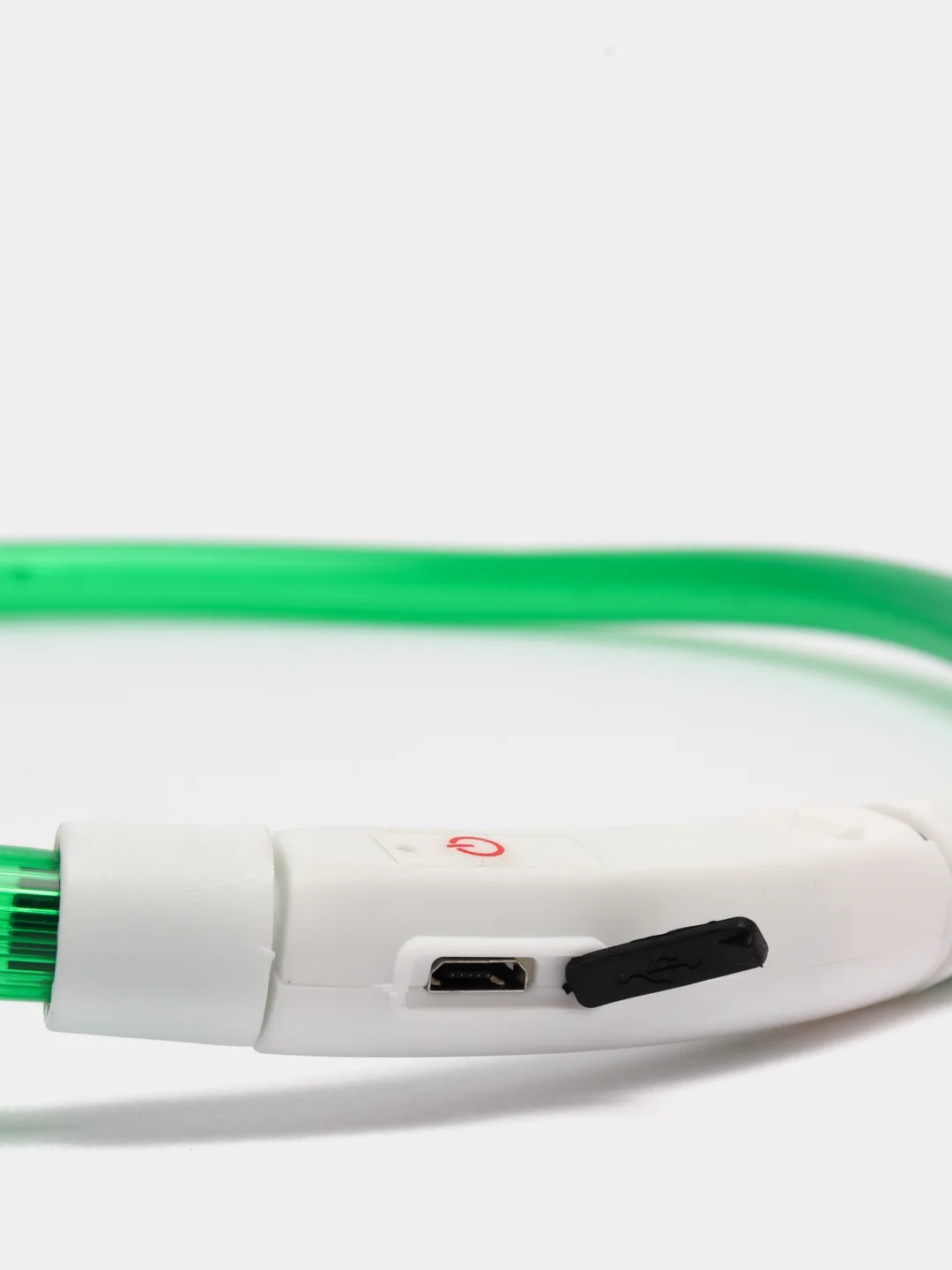 Зеленый светящийся LED ошейник силиконовый для собак, на USB зарядке
