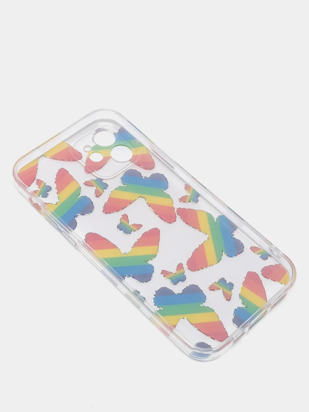 Пурпурный чехол Apple iPhone 12, 12 Pro, 12 Mini прозрачный с рисунком и блестками