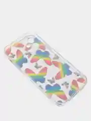 Пурпурный чехол Apple iPhone 12, 12 Pro, 12 Mini прозрачный с рисунком и блестками