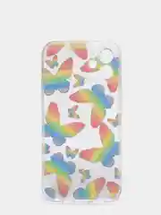Пурпурный чехол Apple iPhone 12, 12 Pro, 12 Mini прозрачный с рисунком и блестками