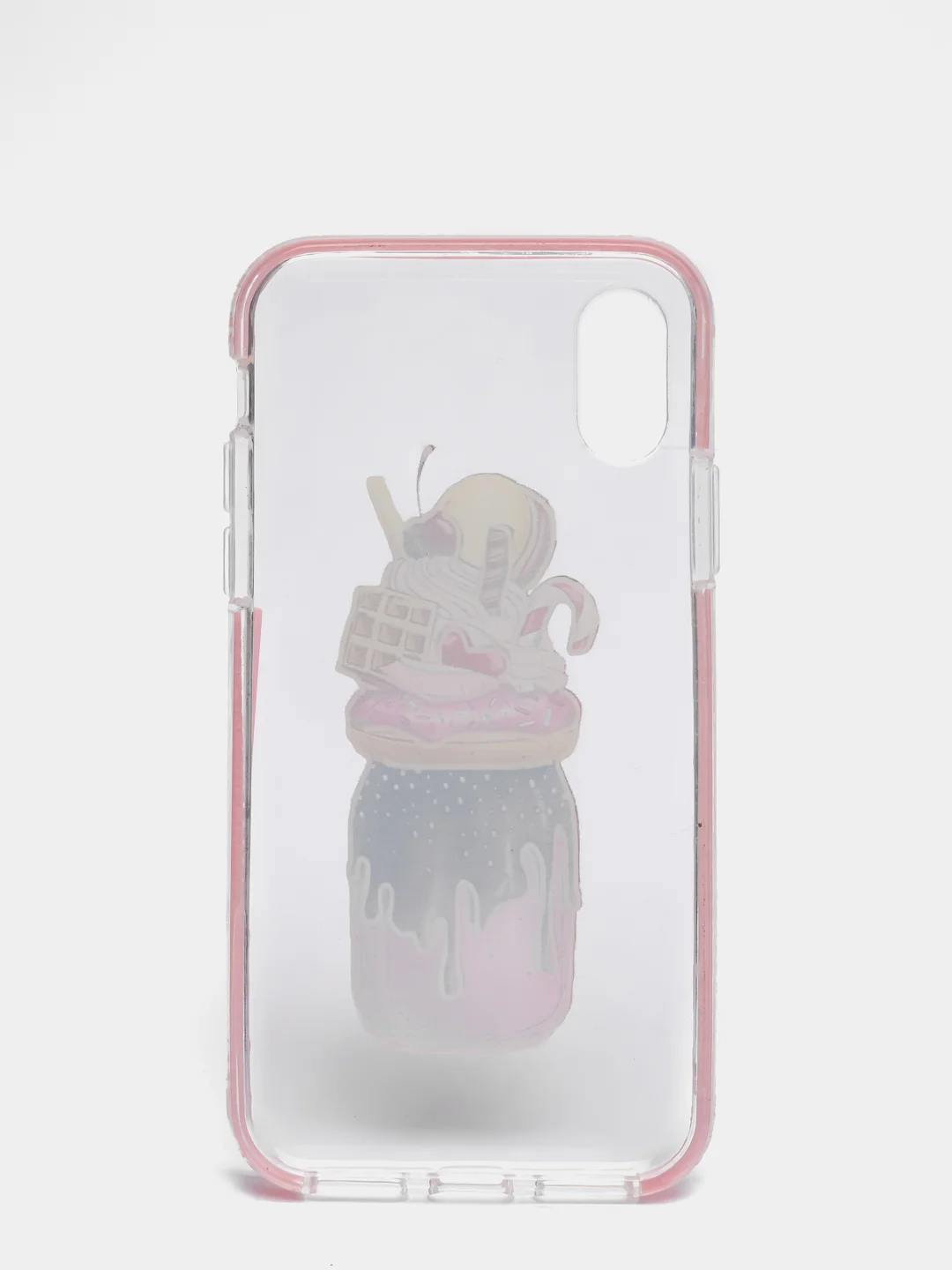 Конфетный чехол Apple iPhone X / Xs прозрачный плотный с рисунком и цветной рамкой