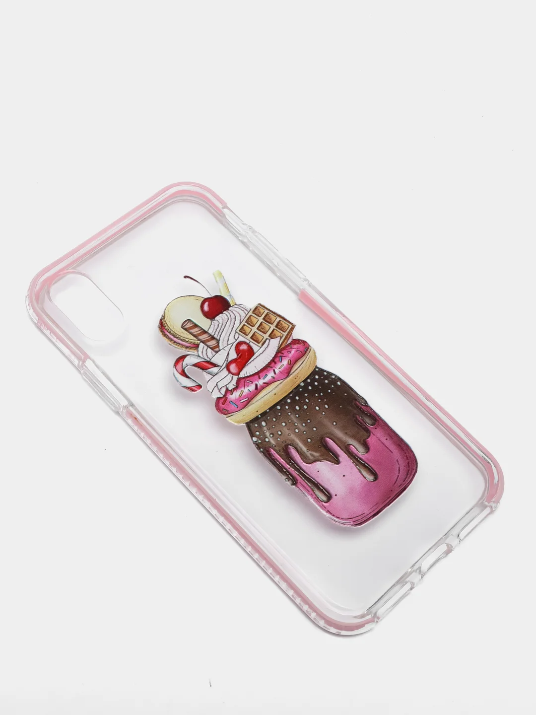 Конфетный чехол Apple iPhone X / Xs прозрачный плотный с рисунком и цветной рамкой