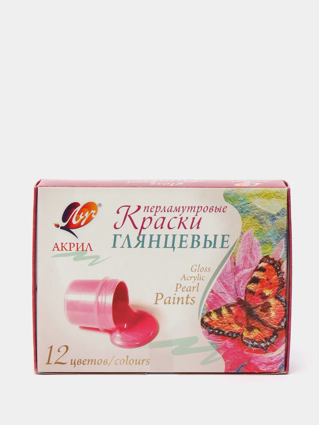 Краски акриловые перламутровые ЛУЧ 12 цветов по 20 мл