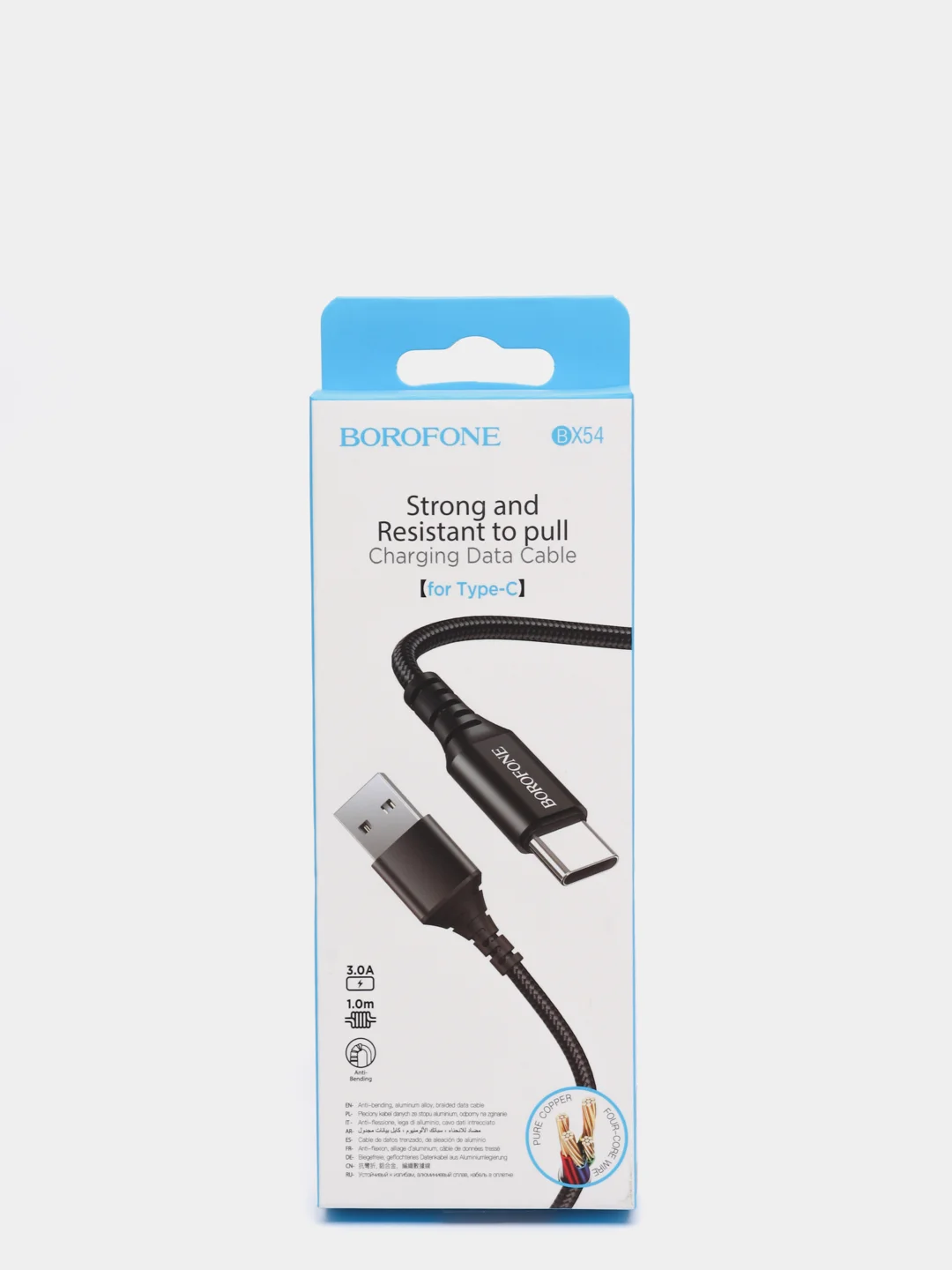 Черный кабель зарядный BOROFONE BX54 (1m, Micro-USB/Type-C/Lightning) для Android и Apple iPhone