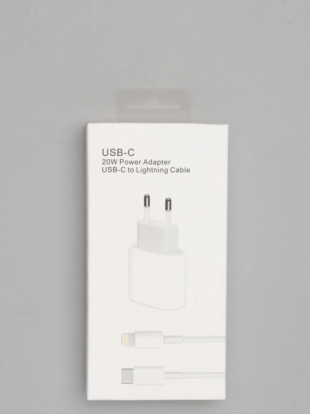 Белый зарядное устройство для iPhone (блок Type-C, PD, 20W + кабель Type-C/Lightning)