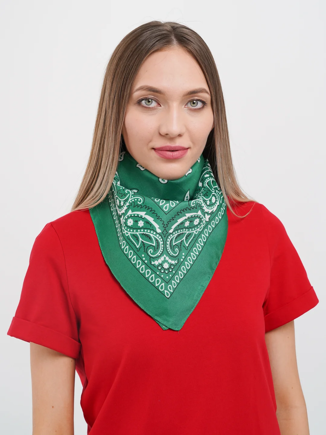 Зеленый бандана на голову/женская/мужская/платок женская/универсальная косынка