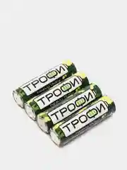 Батарейки ТРОФИ 4 шт AA, AAA, пальчиковые АА, R6 мизинчиковые ААА,  R03