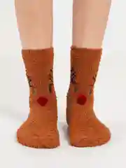 Бежевый меланж махровые женские носки 3D