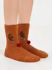 Бежевый меланж махровые женские носки 3D