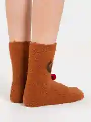 Бежевый меланж махровые женские носки 3D