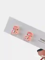 Оранжевый серьги "Мишки", 1 см