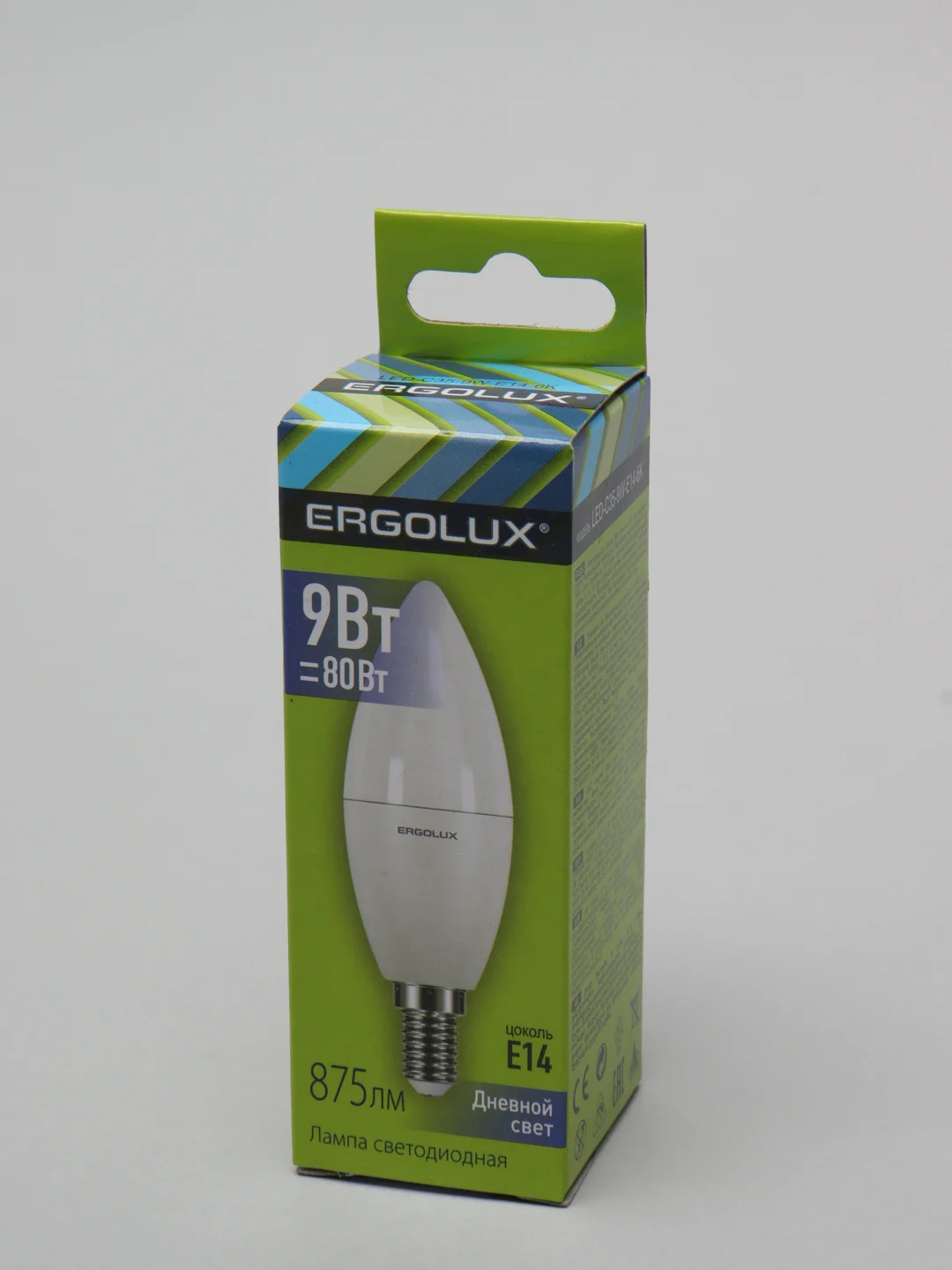 Лампа светодиодная Ergolux Е14, 9 Вт, "Свеча" LED-C35-9W-E14