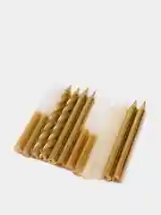 Свечи для торта золото-белые с блеском, 12шт, 8 см