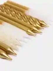 Свечи для торта золото-белые с блеском, 12шт, 8 см