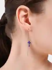 Аметистовый длинные серьги-подвески "Змеи" и "Крестики"