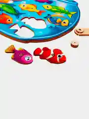 Магнитная обучающая игра рыбалка из дерева "Кот рыбак"