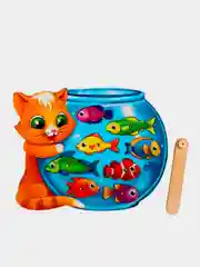 Магнитная обучающая игра рыбалка из дерева "Кот рыбак"