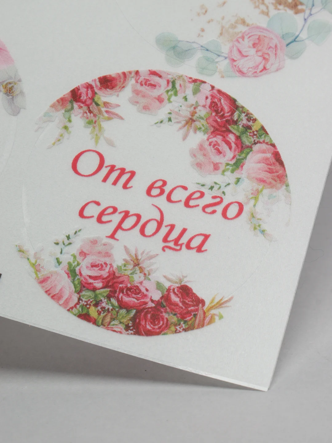 Кораллово-розовый наклейки-стикеры для ежедневника и букета / Наклейки на подарок
