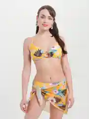 Желтый раздельный купальник с порео, 3 в 1