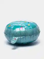 Голубой шарик фольгированный круглый с облаком, с надписью "Happy Birthday"