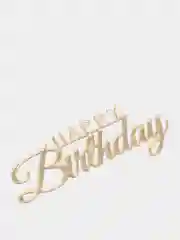 Белый топпер  #Т2 с надписью "Happy Birthday" из зеркального акрила для украшения торта, бенто