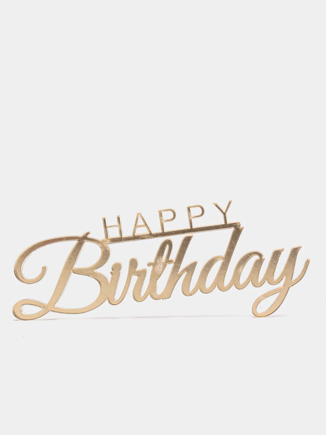 Белый топпер  #Т2 с надписью "Happy Birthday" из зеркального акрила для украшения торта, бенто