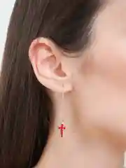 Алый длинные серьги-подвески "Змеи" и "Крестики"