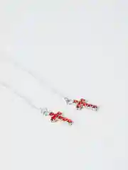 Алый длинные серьги-подвески "Змеи" и "Крестики"