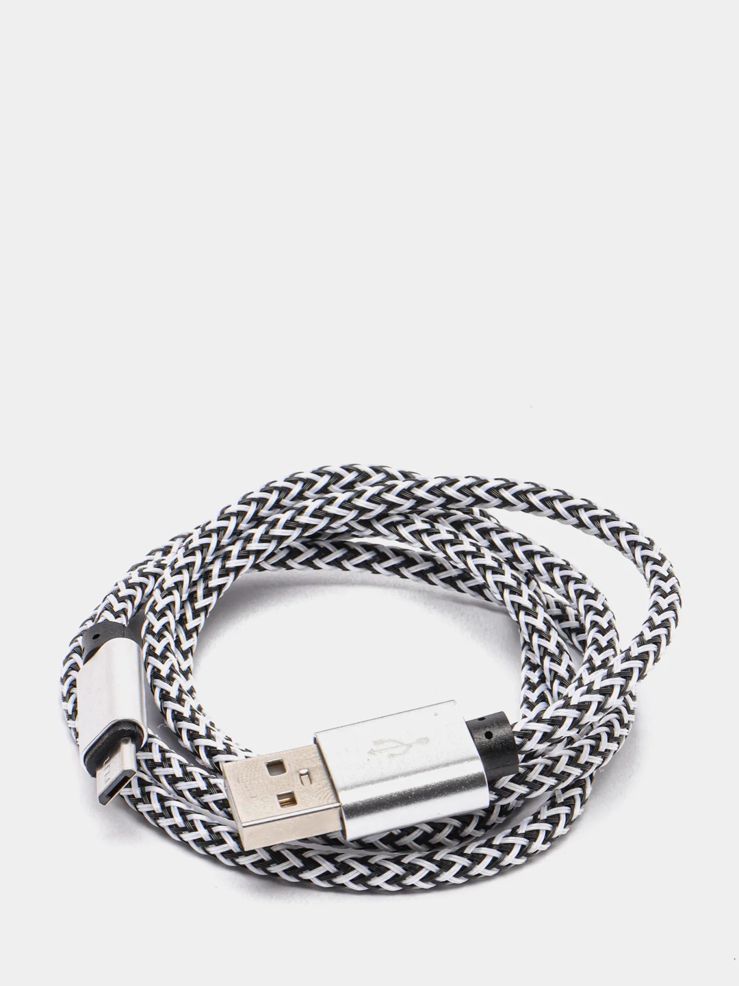 Серебряный кабель USB - microUsb для Зарядки и Передачи данных