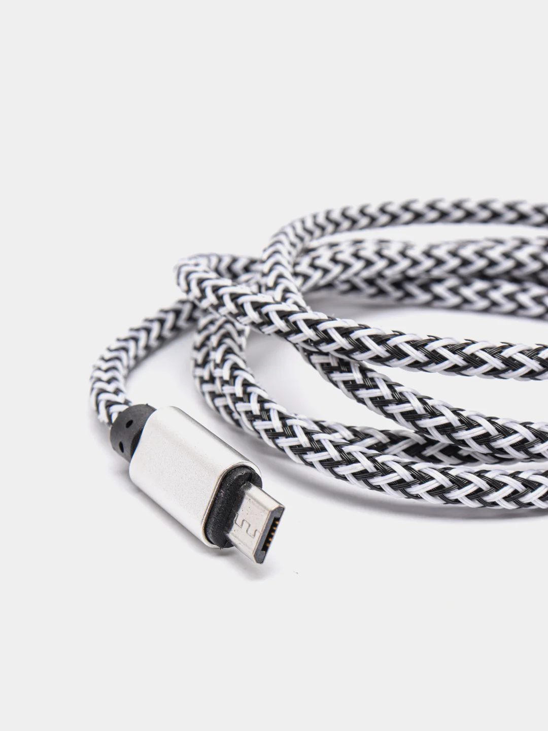 Серебряный кабель USB - microUsb для Зарядки и Передачи данных