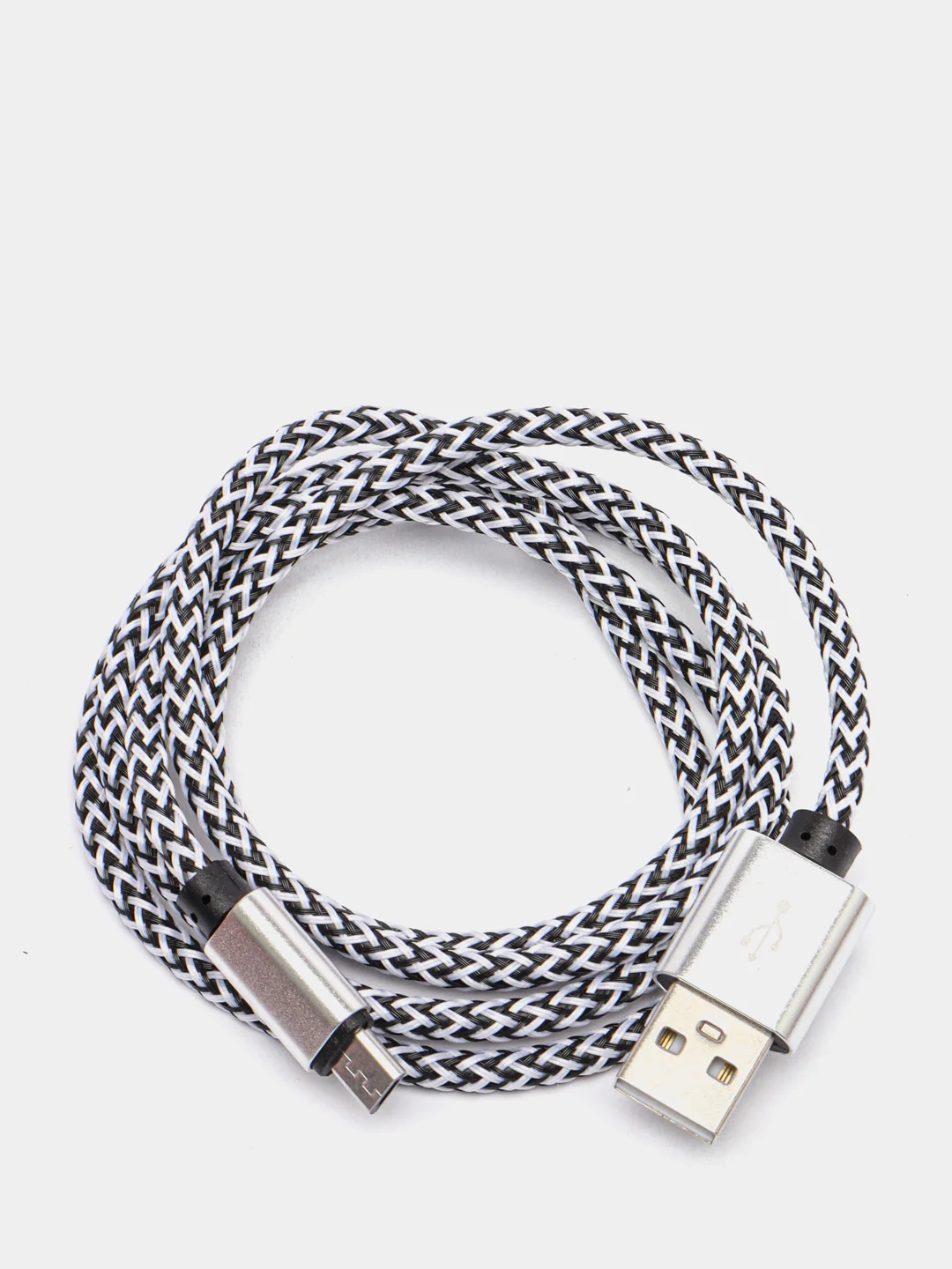 Серебряный кабель USB - microUsb для Зарядки и Передачи данных